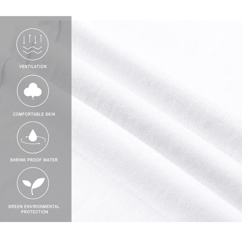 Janmid Men Casual Beach Trousers Linen Summer Pants White 3XL - Image 5